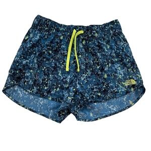 The North Face Women Running Shorts Blue Abstract Print Small NF0A7QLU Athletic